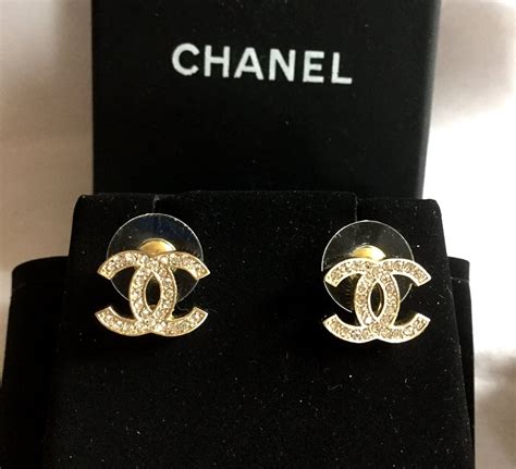 crystal chanel stud earrings|genuine Chanel earrings.